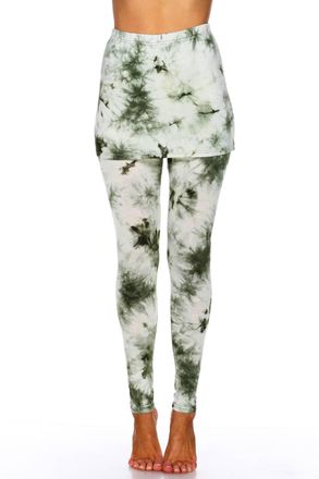 White Mark Tie Dye Skirted Leggings In Olive