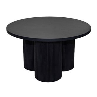 Oviala Mesa de centro redonda escandinava de 80 cm de madera oscura