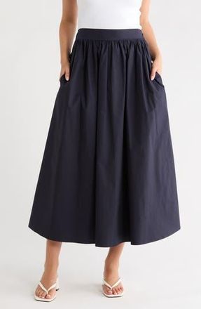 Susana Monaco Cotton Poplin Midi Skirt in Midnight at Nordstrom Rack, Size Small