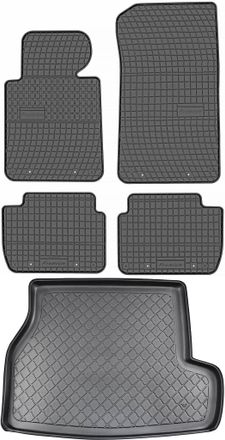 OEM Bmw Serie 3 E46 Familiar De 1998-2005, Juego - Alfombrillas De Goma Para Coche + Alfombrilla Para Maletero