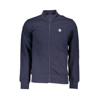 North Sails Hoodies & sweatvesten, Heren, Blauw, M, Katoen, Blauwe Katoenen Sweater met Ritszakken