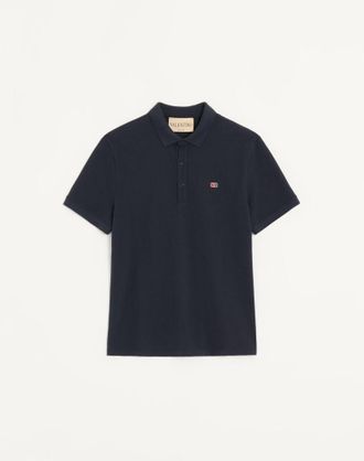 Valentino Polo Valentino in piquet di cotone con patch VLogo Signature Uomo NAVY 3XL