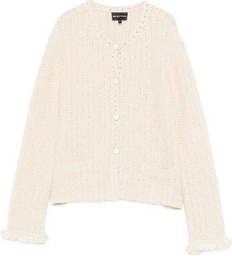 Emporio Armani Cardigan met Franjes - Dames - Vesten - Beige - M - Truien & Vesten