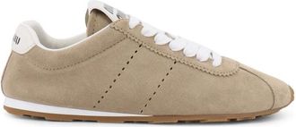Miu Miu Schoenen, Dames, Beige, 36 1/2 EU, Leer, Plume Suede Sneakers