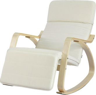 SoBuy Silla De Relax, Mecedora (reposapiernas Ajustable), Sill&oacute;n De Relax Beige Fst16-w Sobuy Es