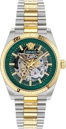 Versace Millenyium Limited Edition Skeleton Automatic Bracelet Watch, 40mm in Two Tone at Nordstrom