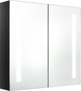vidaXL Armario De Ba&ntilde;o Con Espejo Led Negro Brillante 62x14x60 Cm Vidaxl