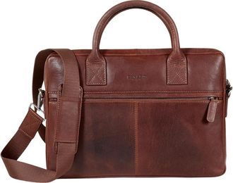 Howard London Evan Laptop Bag - Heren - Laptoptassen - Bruin - ONE Size - Leer - Tassen