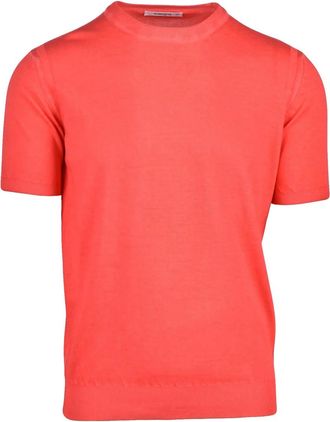 KANGRA Red Crew Neck Cotton Knit Top