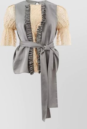 Lardini silk linen ruffled blouse