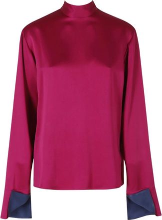 Stella McCartney Halsstreek met strik van satijn - Dames - Blouses - Roze - XS - Satijn - Overhemden