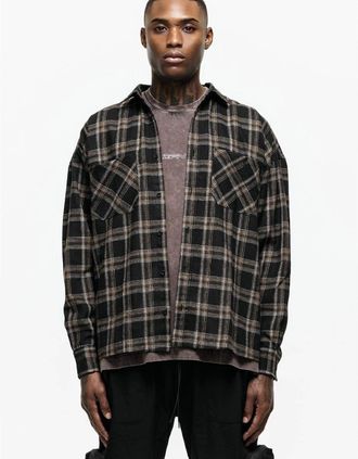 Good For Nothing Mens Check Flannel Shirt - Brown - Size: 34/Regular