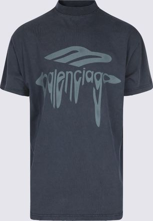 Balenciaga Dark Blue Cotton T-shirt