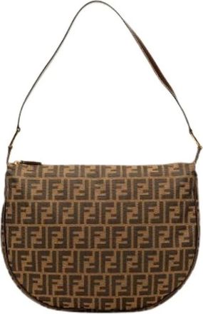 Fendi Pre-owned Shoulder Bags, female, Brown, Size: ONE SIZE Pre-owned Canvas fendi-bags