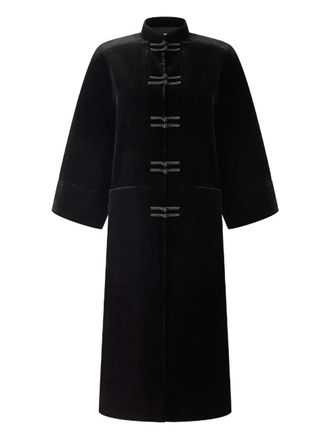 Shanghai Tang velvet-effect frog-fastening coat - Black