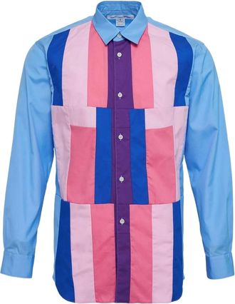 Comme Des Garçons long-sleeved patchwork shirt - men - Fabric - M - Blue