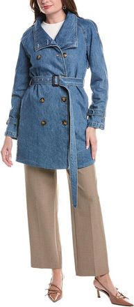 NVLT Nvlt Shawl Collar Double-Breasted Denim Belted Trench Coat