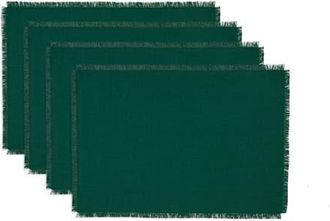 Solino Home Linen Placemats Set of 4, 14 x 19 Inch for Dining Table, Holiday and Everyday Table Decor - Fringe in Evergreen at Nordstrom, Size Medium