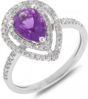 Allurez 0.38ct Diamond & 1.23ct Amethyst 14k White Gold Ring