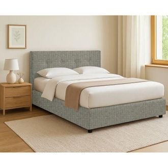 Dmora Cama Doble Oxford, Desenfundable, Hecho En Italia, Gris