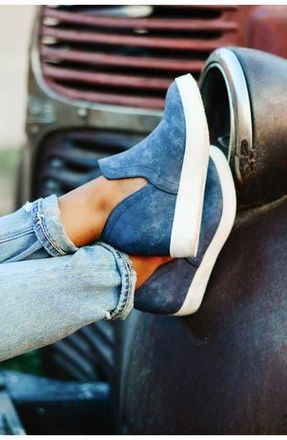 Journee Collection JOURNEE Cardi Wedge Sneaker in Blue at Nordstrom Rack, Size 12