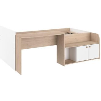 Vente-Unique Letto combinato 90 x 190/200 cm Naturale e bianco - MIVONA