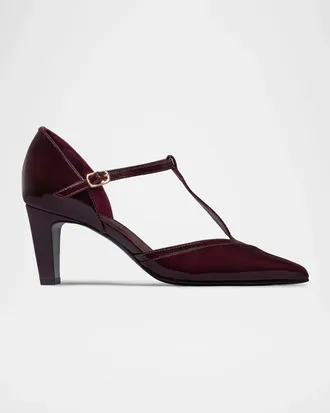 Bernardo 70mm Gianna Leather T-Strap Pumps