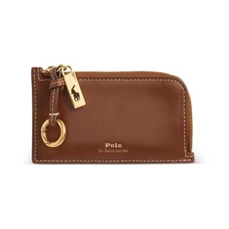 Polo Ralph Lauren Accessoires, Dames, Bruin, ONE Size, Leer, ID Leder Ritssluiting Kaarthouder