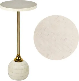 Jonathan Y Designs Evelyn Modern Glam Metal/Resin Mosaic Pedestal Drink Table in White at Nordstrom