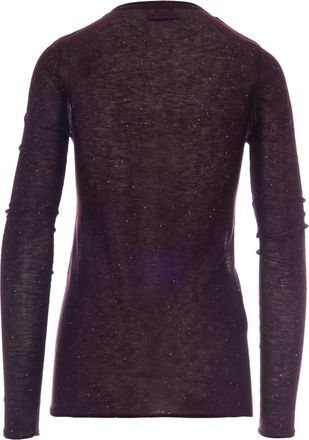 Pinko Womens Sweater Ultrafine Micropaillettes Plum Purple Perfect Wool Polyester Jumpers