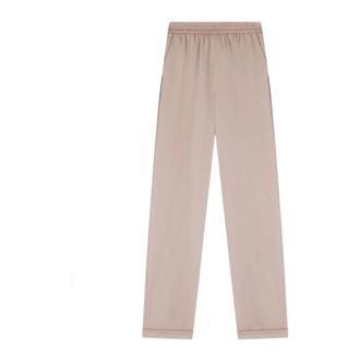 Emporio Armani Straight Trousers, female, Beige, Size: M Loose-fit Crepe Twill Trousers