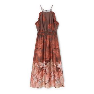 Motivi Lange satijnen jurk met print - Dames - Casual kleedjes - Veelkleurig - XS - Satijn - Kleedjes