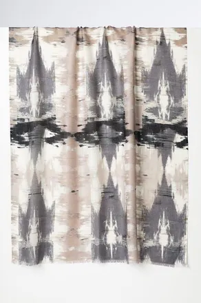 Kinross Cashmere Natural Ikat Print Scarf in Mushroom Multi at Nordstrom
