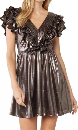Entro Metallic Ruffle Petite Mini Dress In Bronze