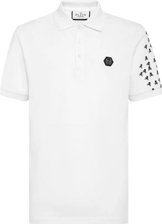 Philipp Plein Slim Fit Polo shirt SS Skull&Bones - Heren - Polos - Wit - 3XL - Katoen - Tops