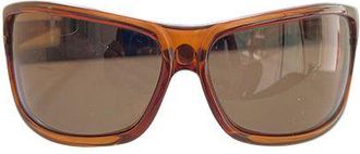 Ermenegildo Zegna Brown clear acetate rectangle frame sunglasses