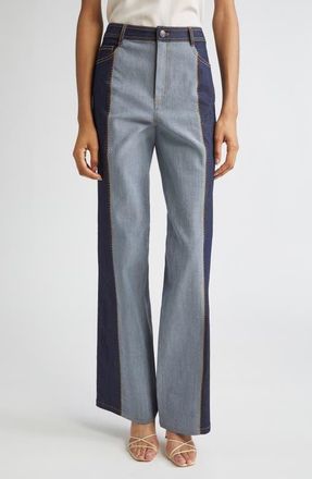 Cinq à Sept Francine Contrast Wide Leg Jeans in Indigo at Nordstrom, Size 8
