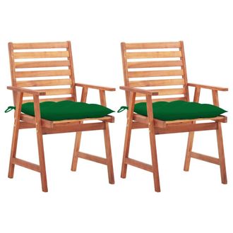 vidaXL Sillas Comedor De Jard&iacute;n 2 Uds Madera Maciza Acacia Y Cojines Vidaxl