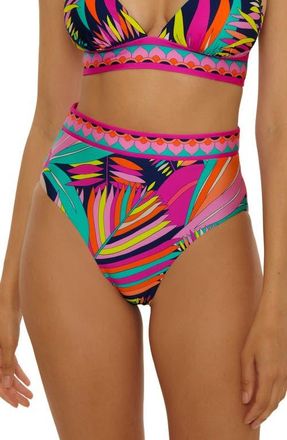 Trina Turk Paralia Reversible High Waist Bikini Bottoms in Multi at Nordstrom, Size 14