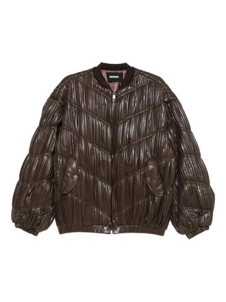 Rotate pleated bomber jacket - Brown