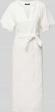 Comma Midikleid mit Puff&auml;rmeln und Bindeg&uuml;rtel in Sand, Gr&ouml;&szlig;e 40