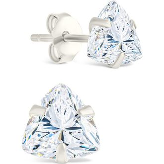 Sterling Forever Trillion Cut Cubic Zirconia Stud Earrings in Silver at Nordstrom