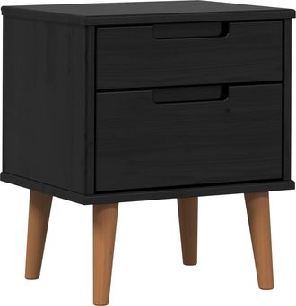 vidaXL Mesa De Noche Molde Negro 40 X 35 X 48 Cm Madera De Pino Maciza Vidaxl
