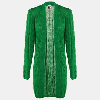 M Missoni Green Knit Open Front Cardigan