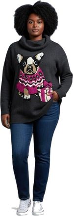 Generic Pug Life Womens Plus Size Soft Touch Christmas Jumper (UK, Alpha, 3XL, Plus, Regular) Charcoal Grey
