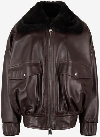 Khaite Lederjacke mit Shearlingkragen Daemon