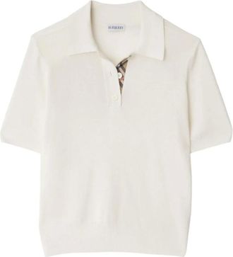 Burberry Tops, Dames, Wit, S, Witte Polokraag Trui Korte Mouwen