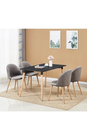 Life Interiors Lucia Halo Dining Set with a Table & Chairs Set of 4 in Grey