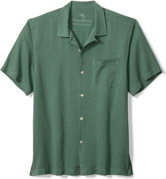 Tommy Bahama Harbor Luxe Silk Camp Shirt in Dark Spa at Nordstrom, Size 3Xlt