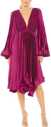Mac Duggal Long Flare Sleeve Pleated Dress